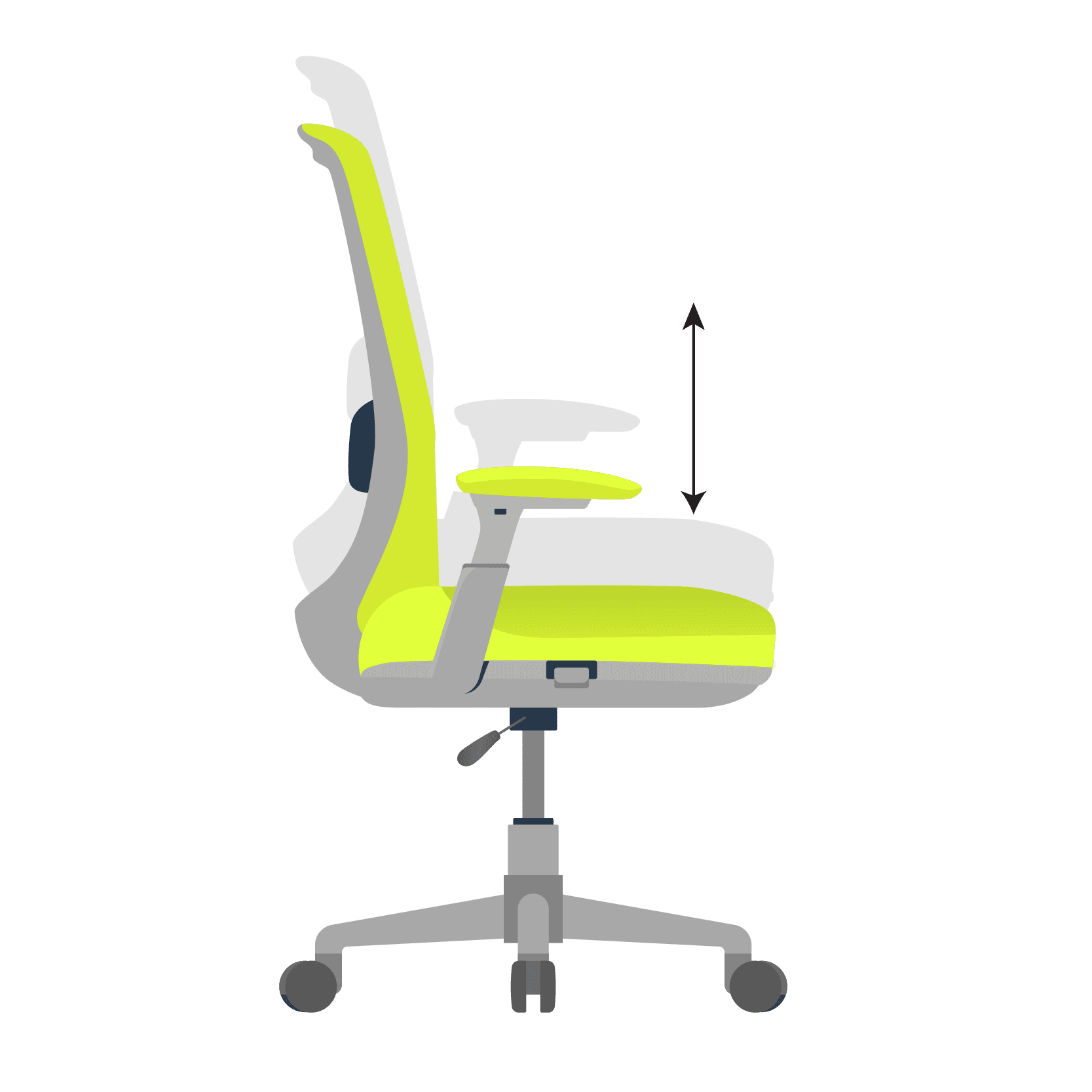 Work chair seat height adjustment diagram